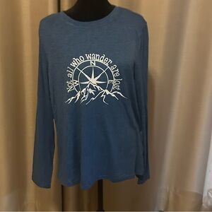 ”Not all who wander are lost”, Navy Blue Long Sleeve Top